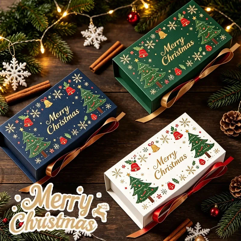 5-20PCS Christmas Gift Boxes Christmas Tree Small Candy Packaging Boxes Empty Favor Boxes for Chocolate Treats Christmas  Party