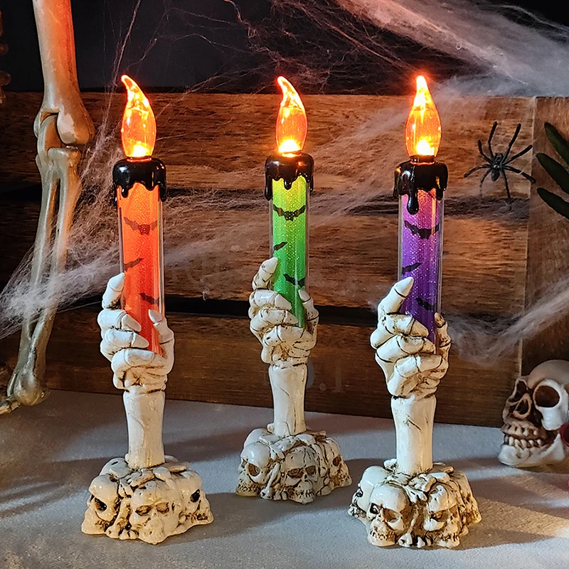 Halloween Candles lights,Decorative Table Lamp,Skeleton Hand Lanterns, Halloween Ghost Lighting,for Party Haunted House Decor