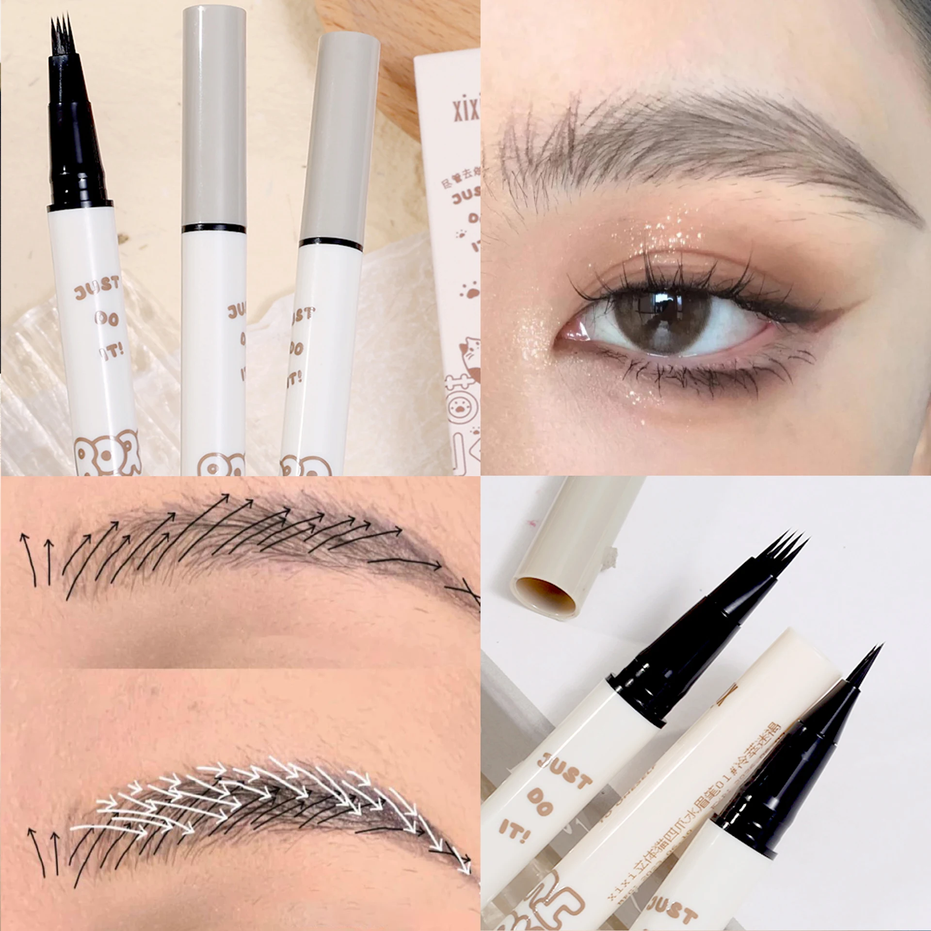 EyebloggPen-Stylo eye-liner liquide étanche, stylo de tatouage ultra fin, stylo de maquillage, sans floraison, vers à soie couché, quatre griffes durables