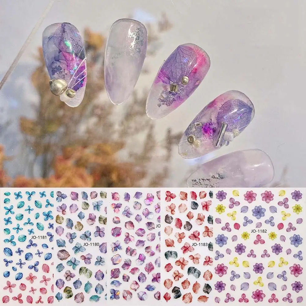 

1Pc Japanese Nail Art Stickers Dry Leaves Petals Painting Flowers Laser Adhesive Sliders Decals