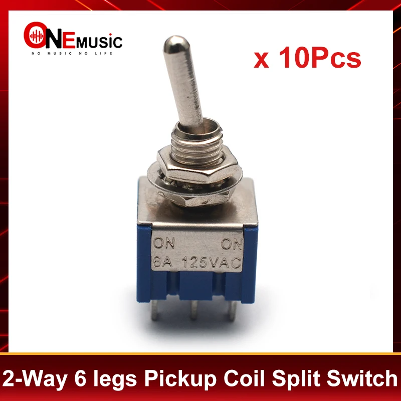 2-Wege 6 Beine Mini E-Gitarre Humbucker Pickup Spule Split Wählschalter AC 125V 6A ON/ON Blau