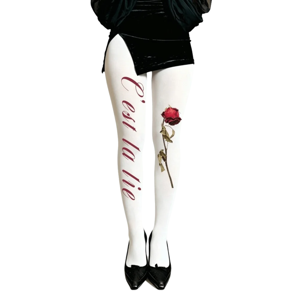 Y2K Velvet Pantyhose Plus size Footed Design Women Printed Tights Medium Thickness Polyamide Fabric Footed Tights Cosplay