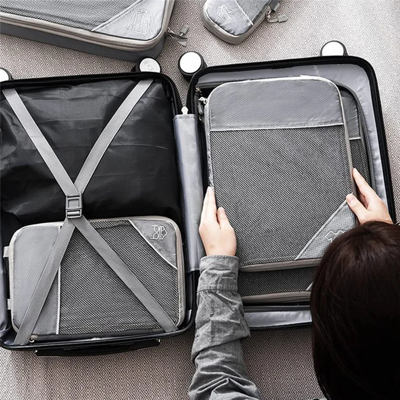

A25F-Portable Luggage Organizers Lightweight Packing Cubes Set Ideal For Compressed Packing