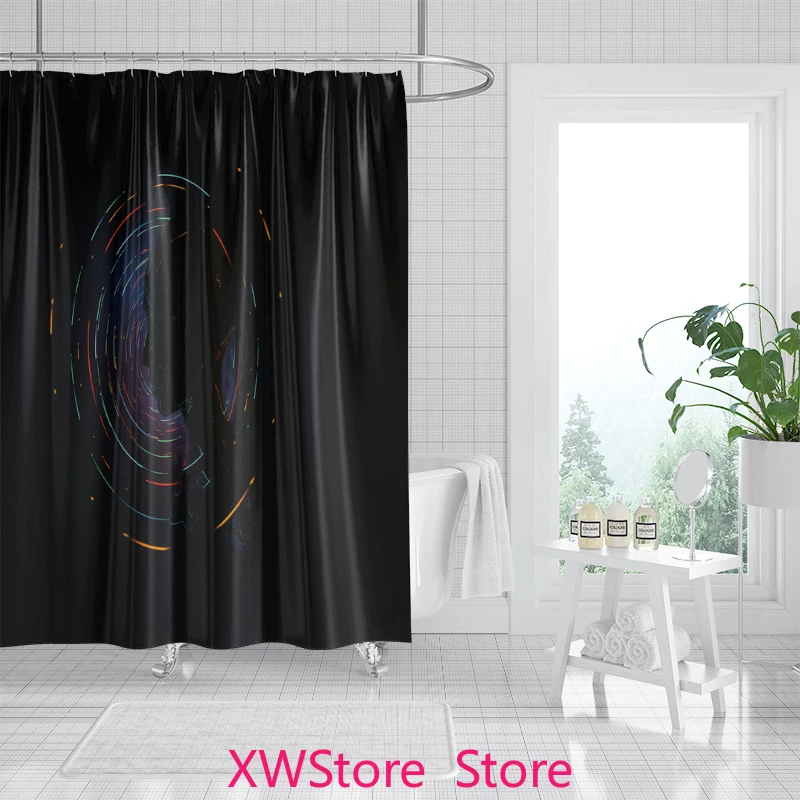 

Extra Long Galaxy Shower Curtain Cosmic Nebula Print for Bathtub