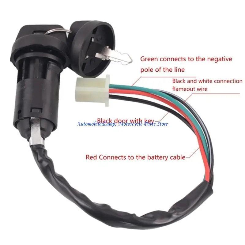 H7BD Motorcycle 4 Wire Ignition Switch with Keys for ATV Go Kart Scarkbling Universal