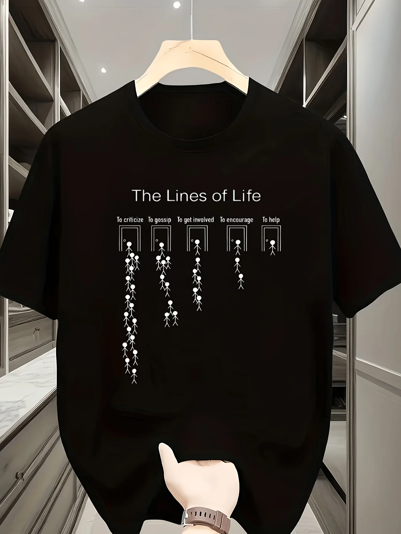 The Lines of Life T Shirt Men Women Short Sleeve Philosophy Text Print Crew Neck Cotton Inspire Daily Casual Tee