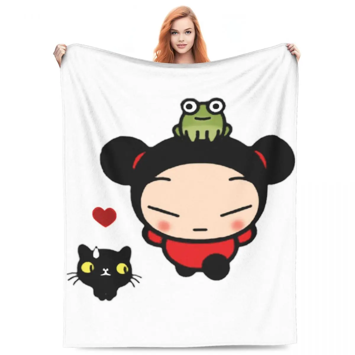Cute Lovely Cartoon Pucca Blanket Fleece Sofa Throw Blanket Multi-function for Couch Bedding Travel Throws Bedspread Quilt