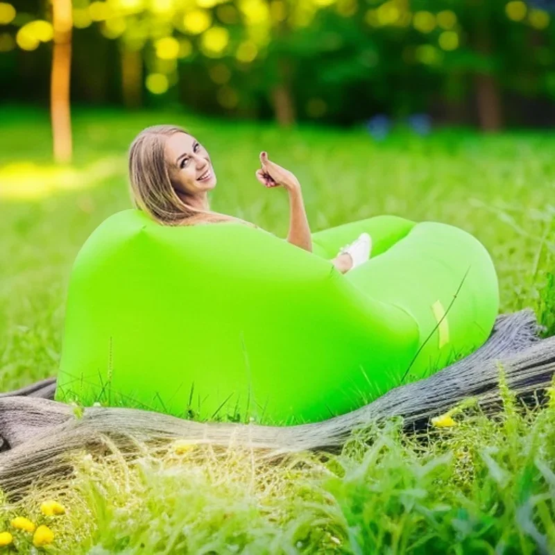 في الهواء الطلق المحمولة العشب بارك التخييم طوي سرير هوائي المياه الشاطئ كسول أريكة قابلة للنفخ ، التخييم المحمولة أريكة قابلة للنفخ 2