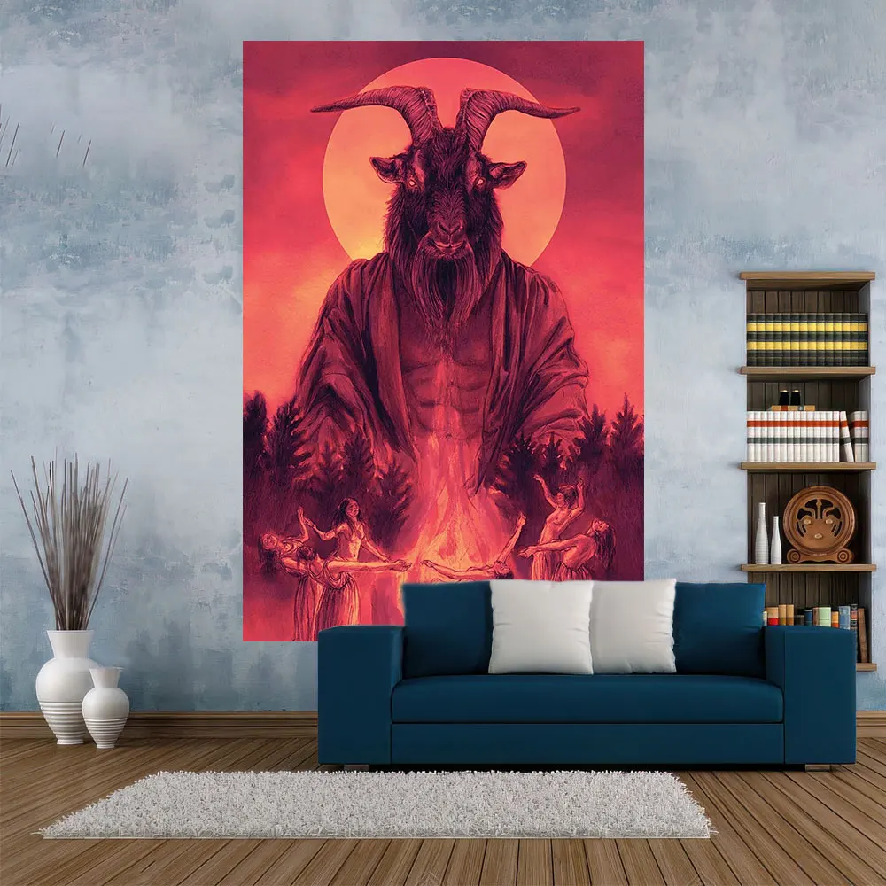 Satan Tapestry Death Art Bedroom Decorative Devil Printed Wall Hanging Carpets Evil Style Home Decoration