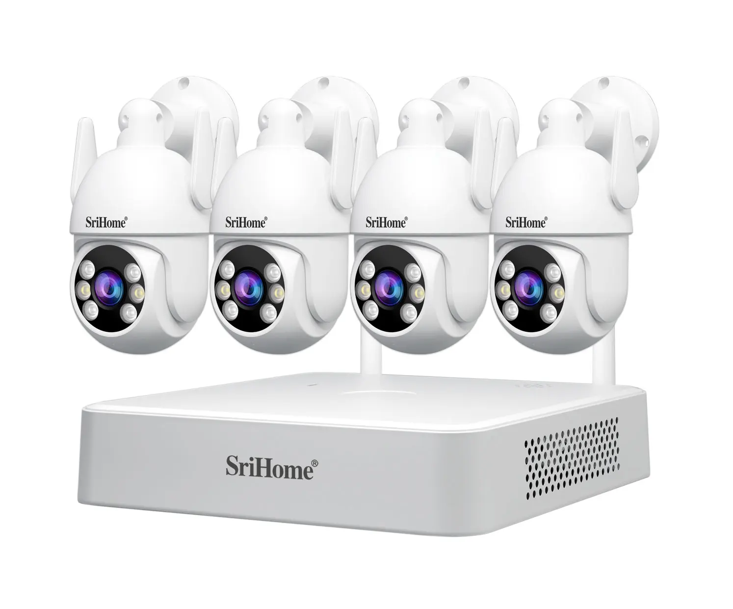 Srihome NVS011-IPC059 2MP 1080P  4CH Full Color  Wireless DVR Kit Home Security CCTV Monitor
