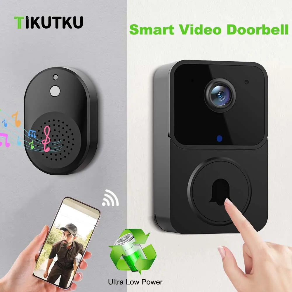 Video Doorbell Camera with Chime WiFi Wireless Night Vision Smart Home Indoor Security Protection Rechargeable Battery Door Bell