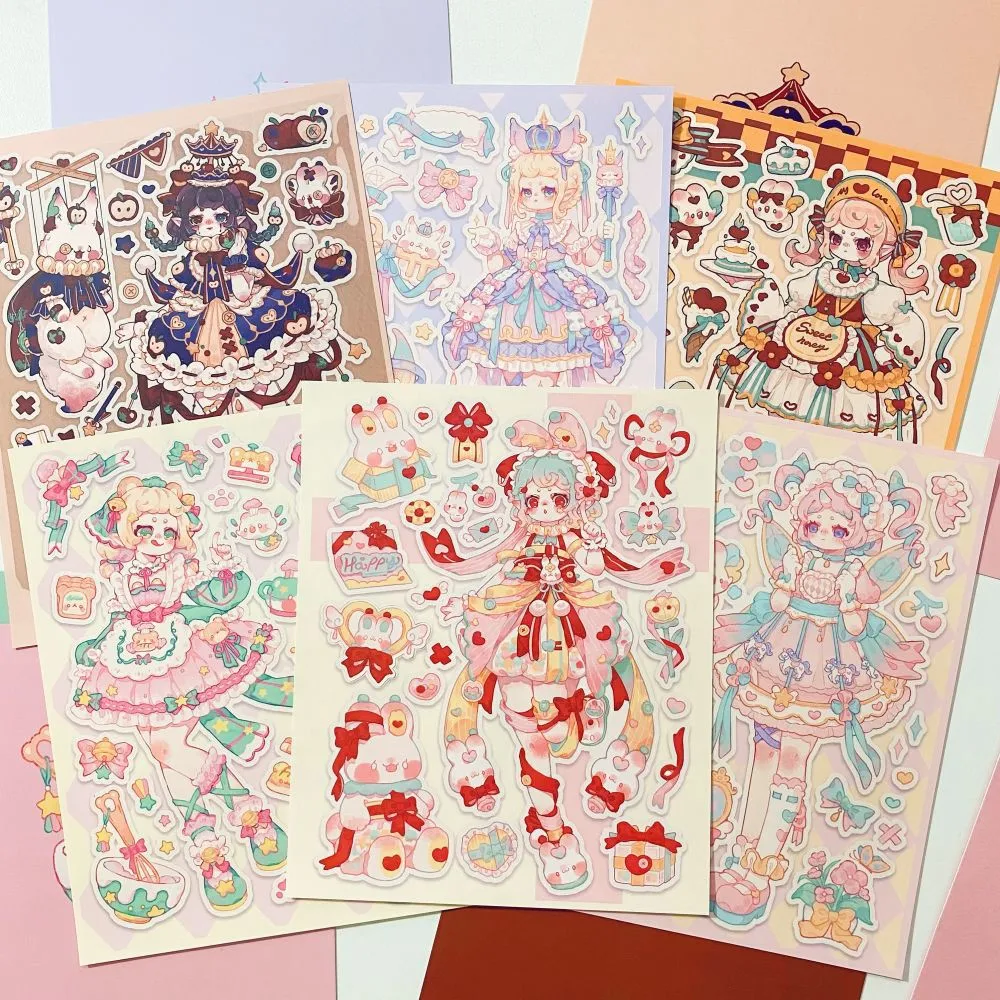 Korean Character Sticker for Scrapbook Stationery Cute Girl Flakes Idol Card Deco Sticker DIY Phone Laptop Suitcase