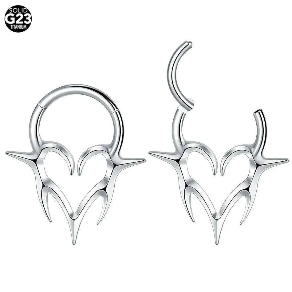 1 قطعة التيتانيوم الحاجز ثقب متمحور الجزء الأنف الدائري انقر هوب أقراط الأذن الغضروف اللولب ثقب مجوهرات للجسم #4