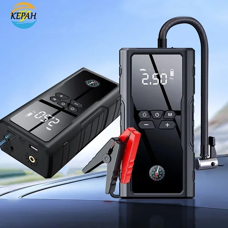 Car Jump Starter1800A Portable Tire Automatic Charger 39800mAh Power Bank Intelligently Detect Tire Pressure Car Battery Starter