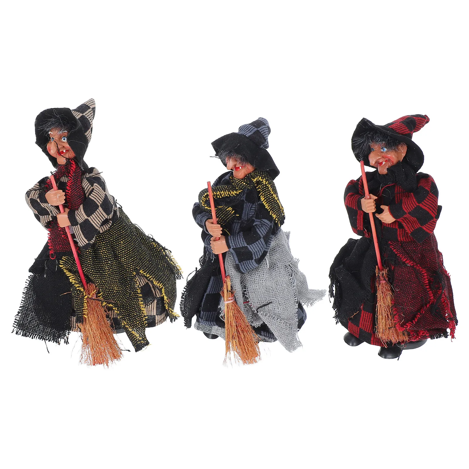 1Set Halloween Witch Broomstick Decor Spooky Flying Haunted Party Decoration Wicked Figurines Haunted Flying Witch