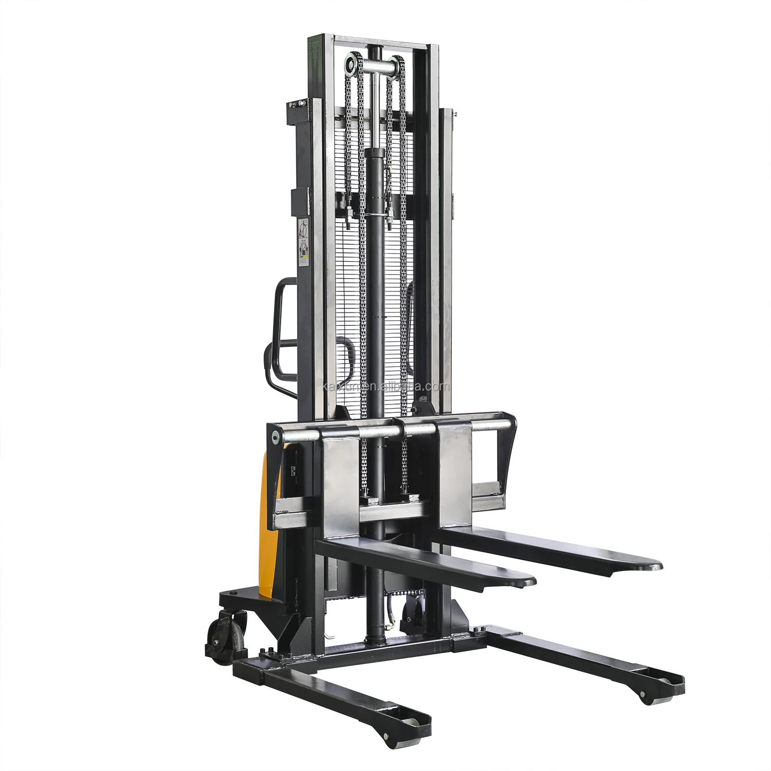 European Style Widening Fork 1 Ton Lift 2m 2.5m 3m Auto Stacker Semi Electric Pallet Stacker