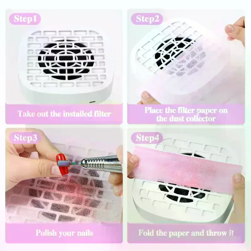 Nail Dust Collector Filter Paper Cotton Replace Nail Vacuuming Filter Non-woven Fabrics Paper Manicure Accessories 100 Sheets