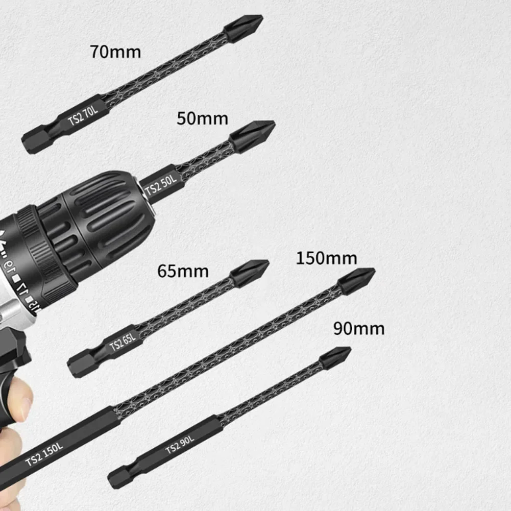 Tournevis magnétique antidérapant à tige hexagonale, embout croisé, tournevis, pièces d'outils à main, 50mm, 65mm, 70mm, 90mm, 150mm, 1PC