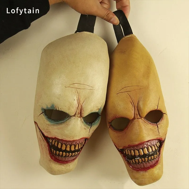 Lofytain Horror straszny diabeł Joker czaszki maski Cosplay Halloween klaun Demon lateks kask karnawał impreza z okazji Halloween rekwizyty