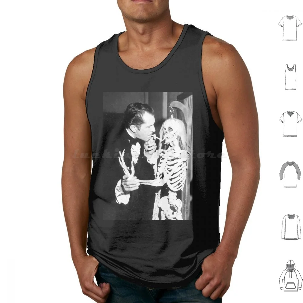 Vincent Price With Bones Smoke Tank Tops Print Cotton Horror Vincent Price Halloween Vincent House On Haunted Hill Price