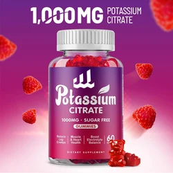 Potassium citrate 1000mg gummies, potassium supplement for adults and men, supporting leg spasms and muscle health, 60 pills