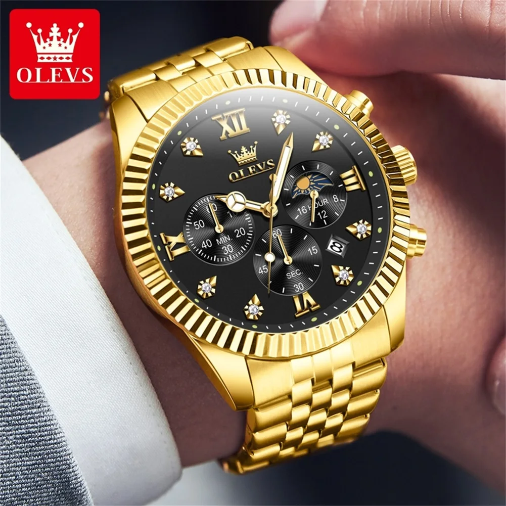 OLEVS high Quality Men Watch Stainless Steel Fashion Business Waterproof Watches for Men Top Brand Original Men\'s Wrist Watches