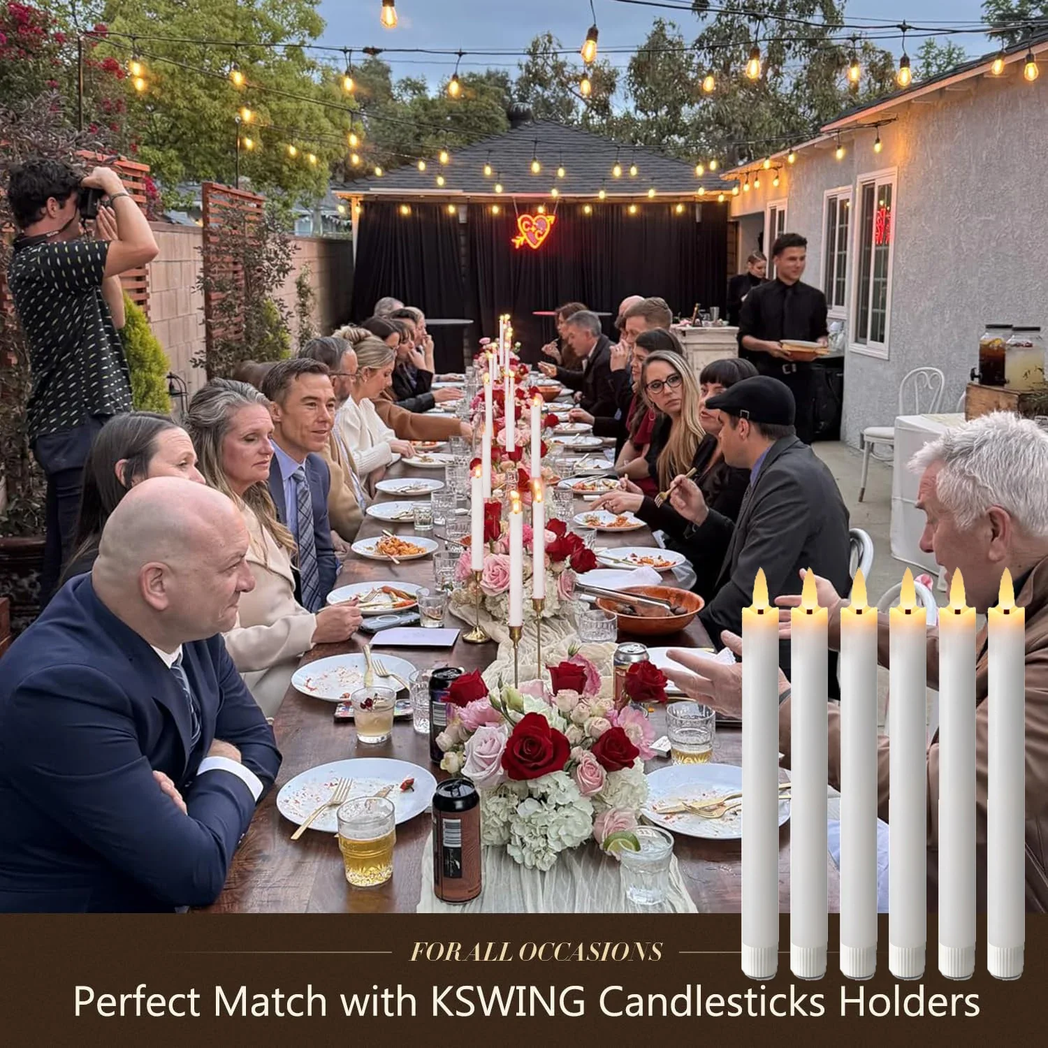 12-120pcs LED Flameless Taper Candle 3D Flickering Candlesticks with Remote Battery Operated Candles for Wedding Halloween Decor