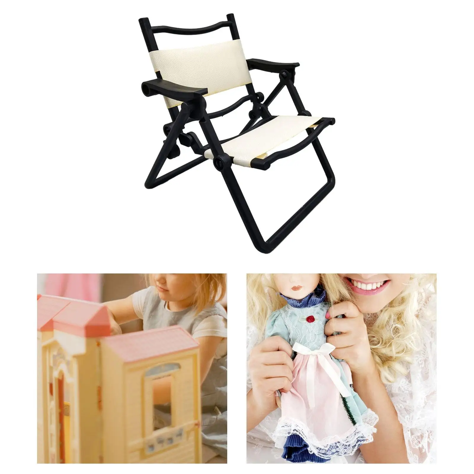 1:6 Dollhouse Miniature Folding Chair Model Mini Chair Ornaments for 12'' inch Male Soldier Action Figures Building DIY Projects