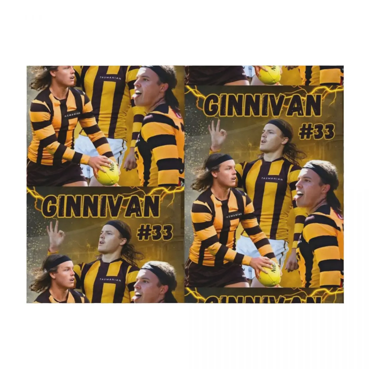 

Jack Ginnivan Hawthorn Hawks AFL Footy Player Throw Blanket Comforter Single Thermal Retros Blankets