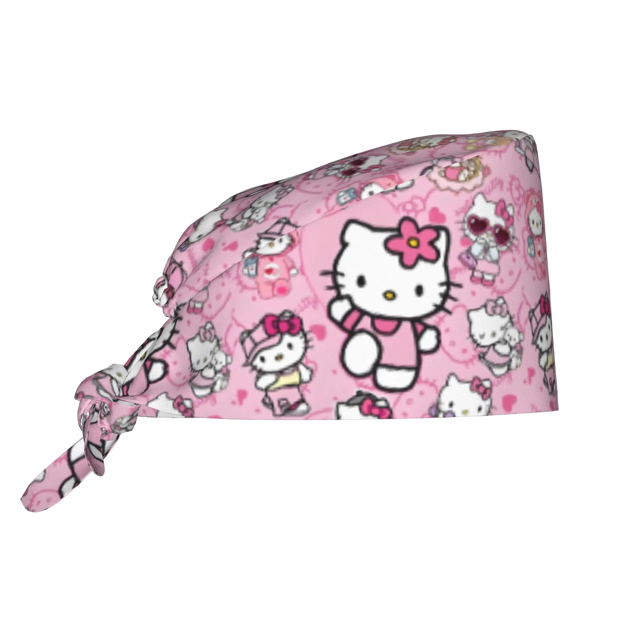 Custom  Cat-Cartoon Cleaning Working Cap Comfortable Unisex Anime Cartoon Scrub Cap Surgicals Hat Nurse Scrubs Hat Nurse