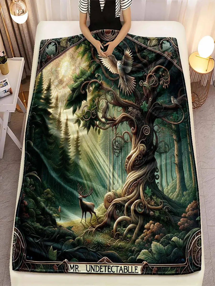 NatureInspired Ancient Tree Design Microfiber Throw Blanket  Soft  Cozy for Bed Sofa Camping Winter Warmth