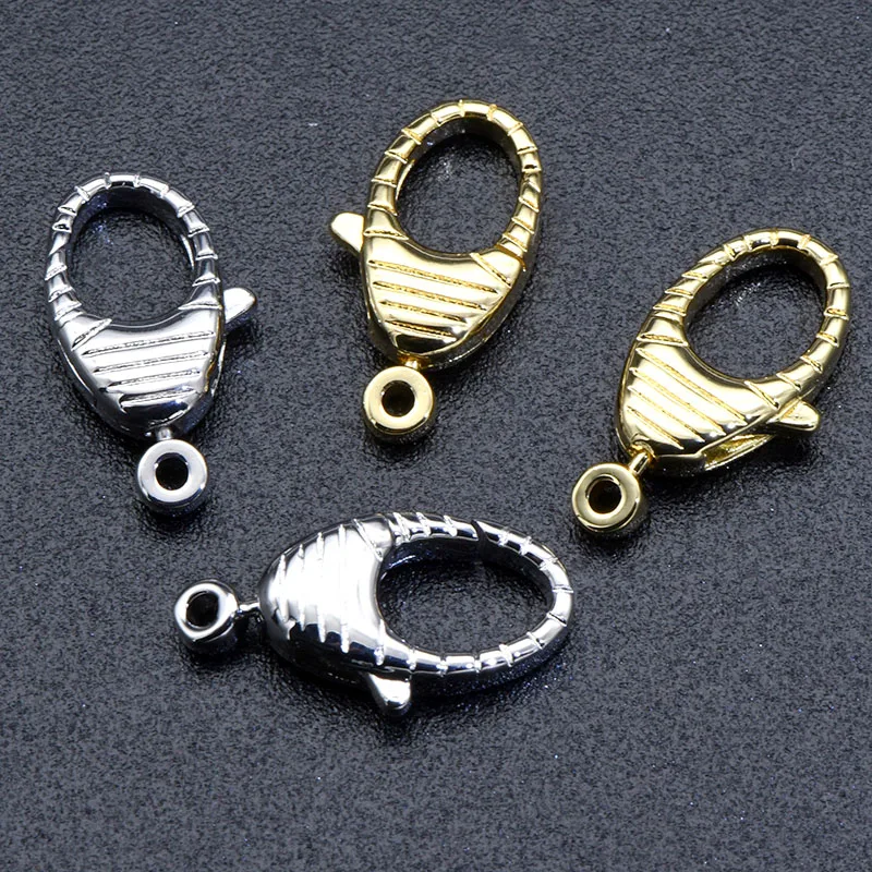 Jewelry Making Supplies Nickle Free Silver Gold Plated Stripe Drop Spring Connector Lobster Clasp for DIY Jewelry Making