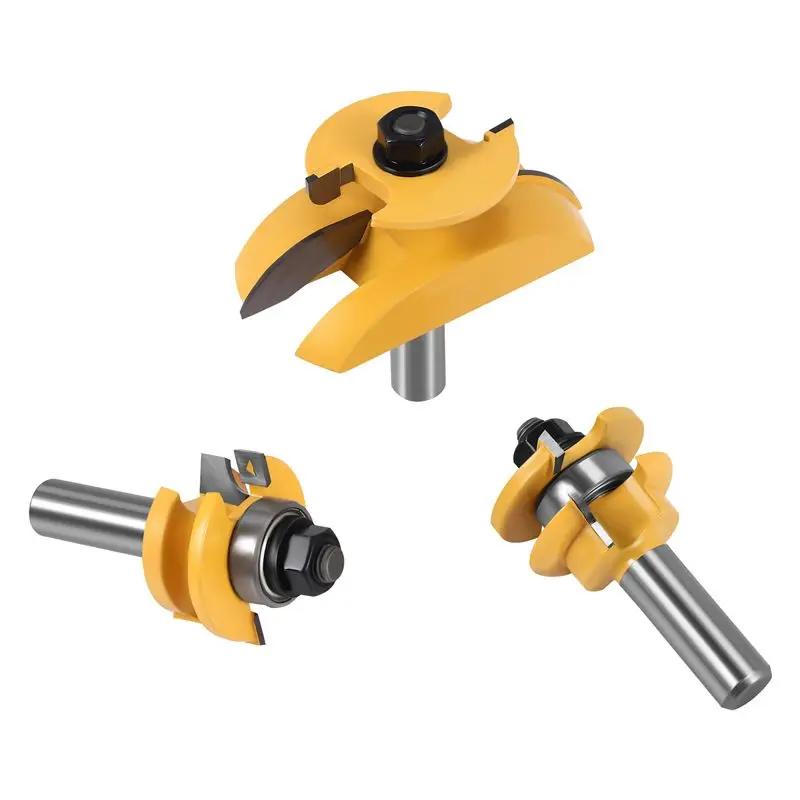 

USER FRIENDLY-3Pcs 1/2Inch Shank Rail & Blade Cutter Panel Cabinet Router Bits Set Milling Cutter Power Tools Door Knife Wood Cu