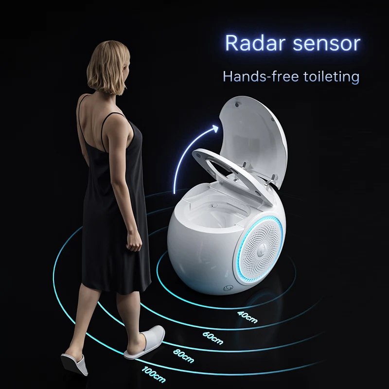 Hotel Egg Smart Toilet Intelligent Automatic Electric Flush Sensor Bowl with Remote Control S-Trap Drainage for Bathroom