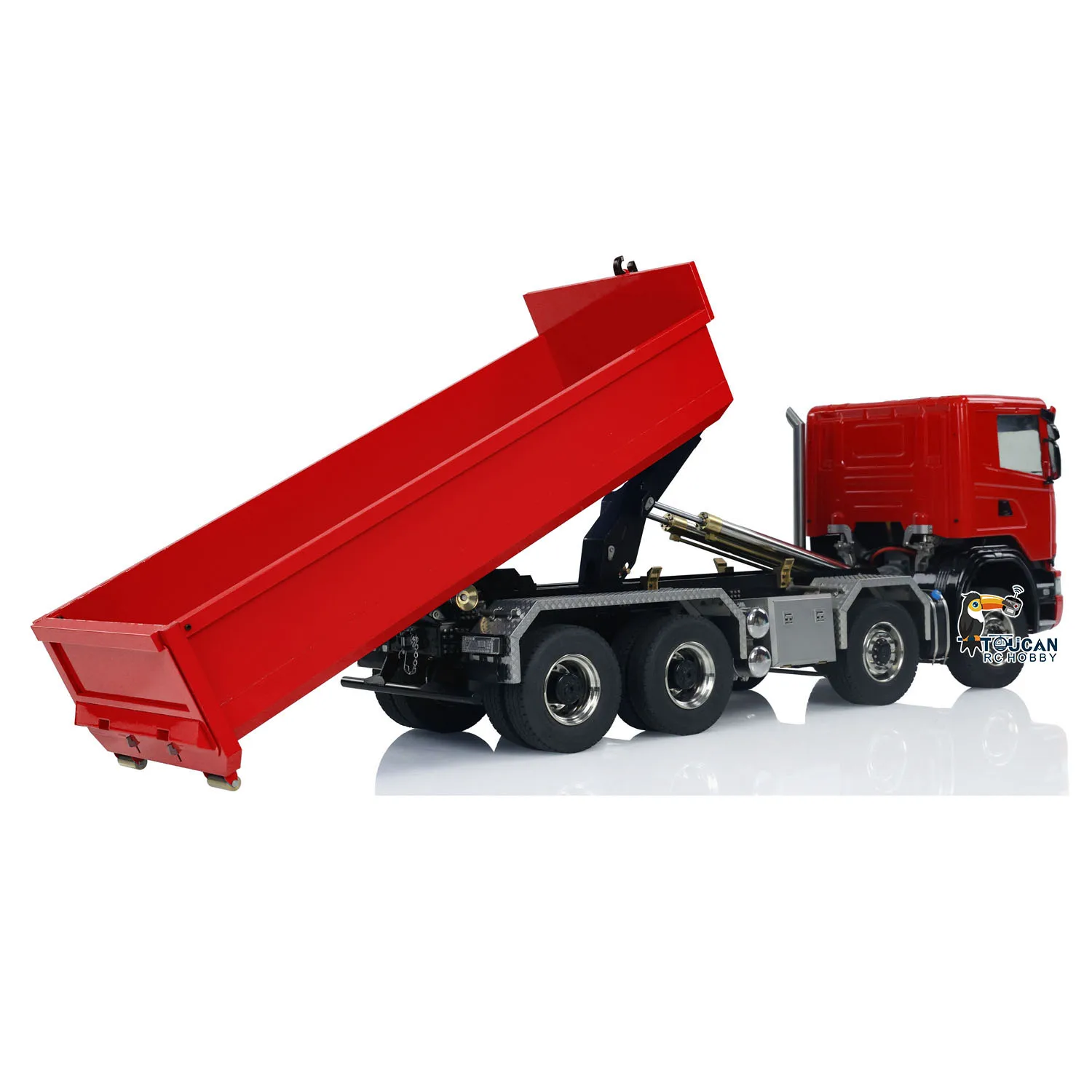 1/14 8x8 RC Hydraulic Roll-on off Dumper Trucks Remoted Finished Full Dump Cars 3-speed Transmission Light Sound Gift Tipper Toy