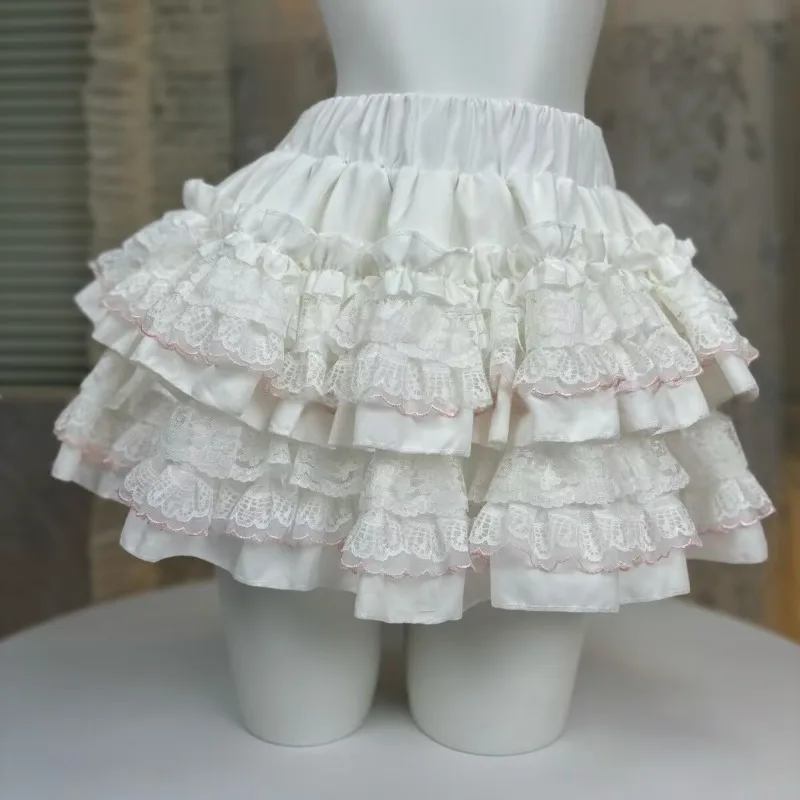 

Vintage Sweet Lolita Style Princess Cake Kawaii Skirts Women Lace Ruffles Party Mini Skirts Girls Ballet Faldas Mujer Y2k Skirt