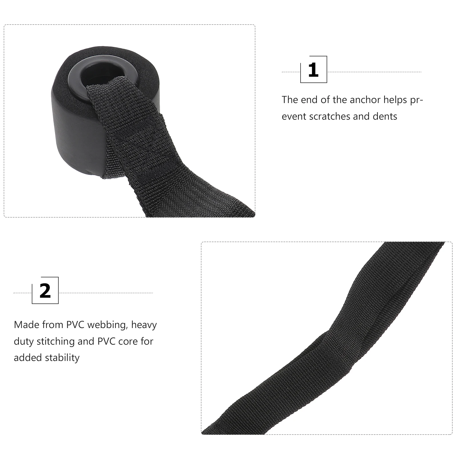 

2pcs Home Fitness Elastic Training Strap Resistance Band Door Anchor Pull Rope Heavy Duty Pvc Webbing Scratch Proof Black