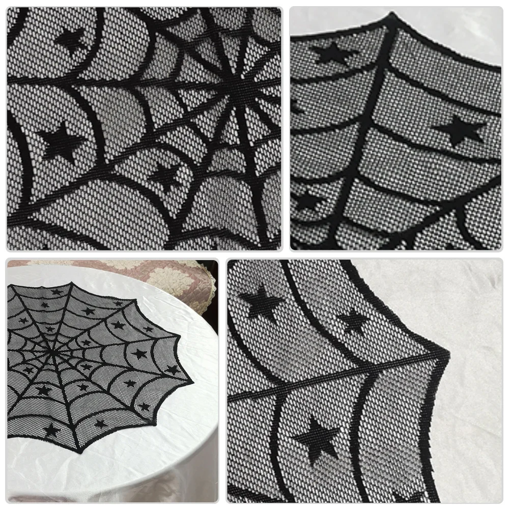 

1Pcs Black Halloween Spider Fabric Table Cloth Reusable Gauze for Scary Party Decor Fun Photo Background Halloween Table Cloth