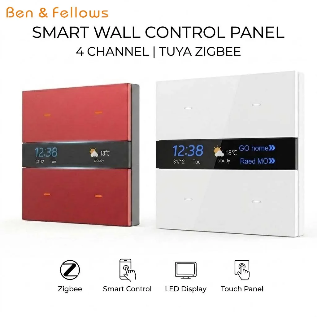 

Tuya Smart Zigbee Switch 4 Gang Wall Control Panel Touch Button WiFi Bluetooth Home Assistant Multi Device Control