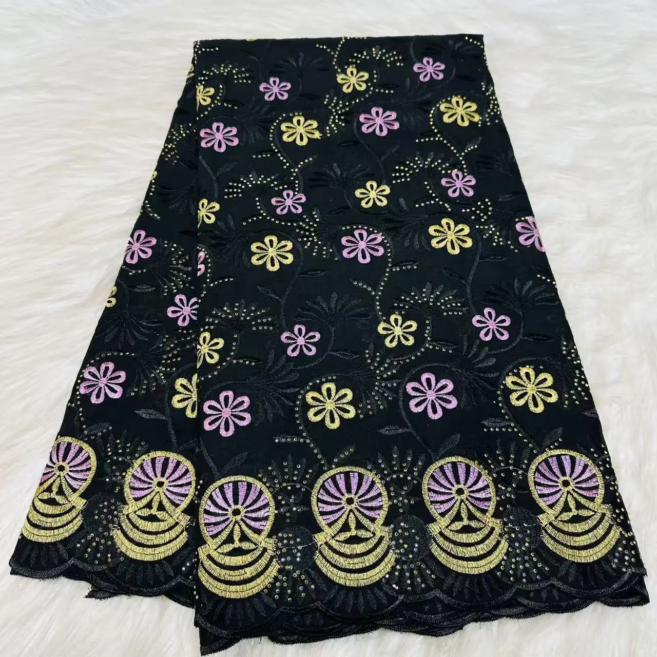 

Новейшая черная швейцарская кружевная ткань из вуаля с камнями, хлопковое африканское нигерийское французское кружево для женских вечерних платьев LYC2609