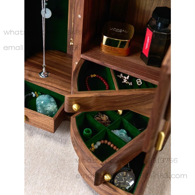 Rolling shutter door jewelry box, large cosmetic storage box, North American black walnut raw material video cabinet