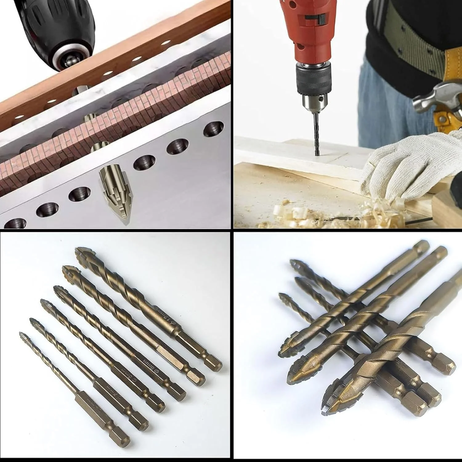 Four-Edged Serrations Drill Bit Set Drilling Tools For Glass Tile and Concrete 4-12mm Multifunction Drill Bit Set Tools