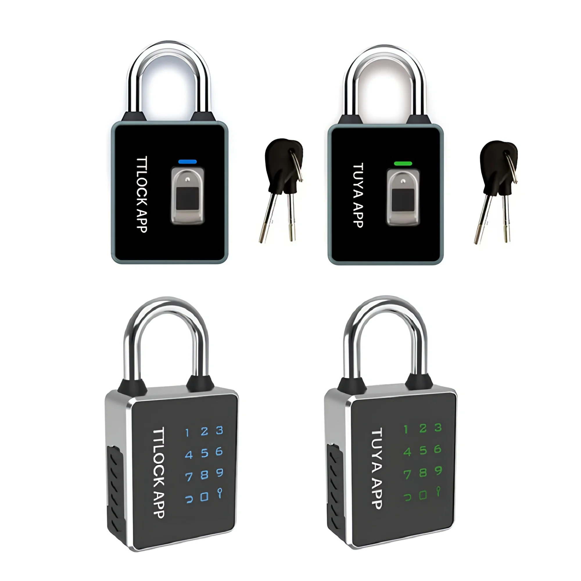 TUYA Smart Padlock TTlock Waterproof Fingerprint Unlocking Password Key 13.56khz RFID Card USB Charging Door Lock