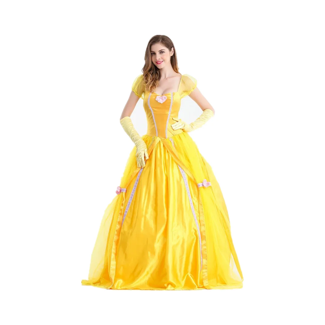 

Adult Fairytale Beauty and The Beast Princess Belle Dress Halloween Cosplay Costume