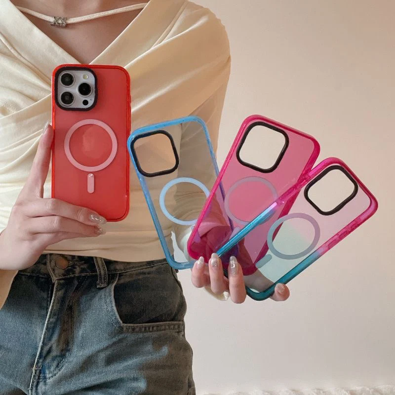 2.5 Acrylic Colorful Border Magnetic Phone Case Cover for IPhone 12 13 14 15 Pro Max Case