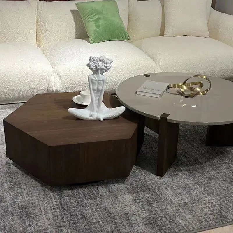 2@ advanced home living room coffee table small apartment style hexagonal simple minimalist solid wood Chinese coffee table is q