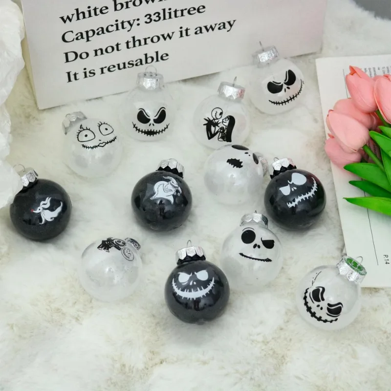 12 stks 6 cm Halloween Decoratie Bal Kerstboom Ornament Opknoping Hanger Kleurrijke Ghost Kerstballen Home Sfeer Props Gift