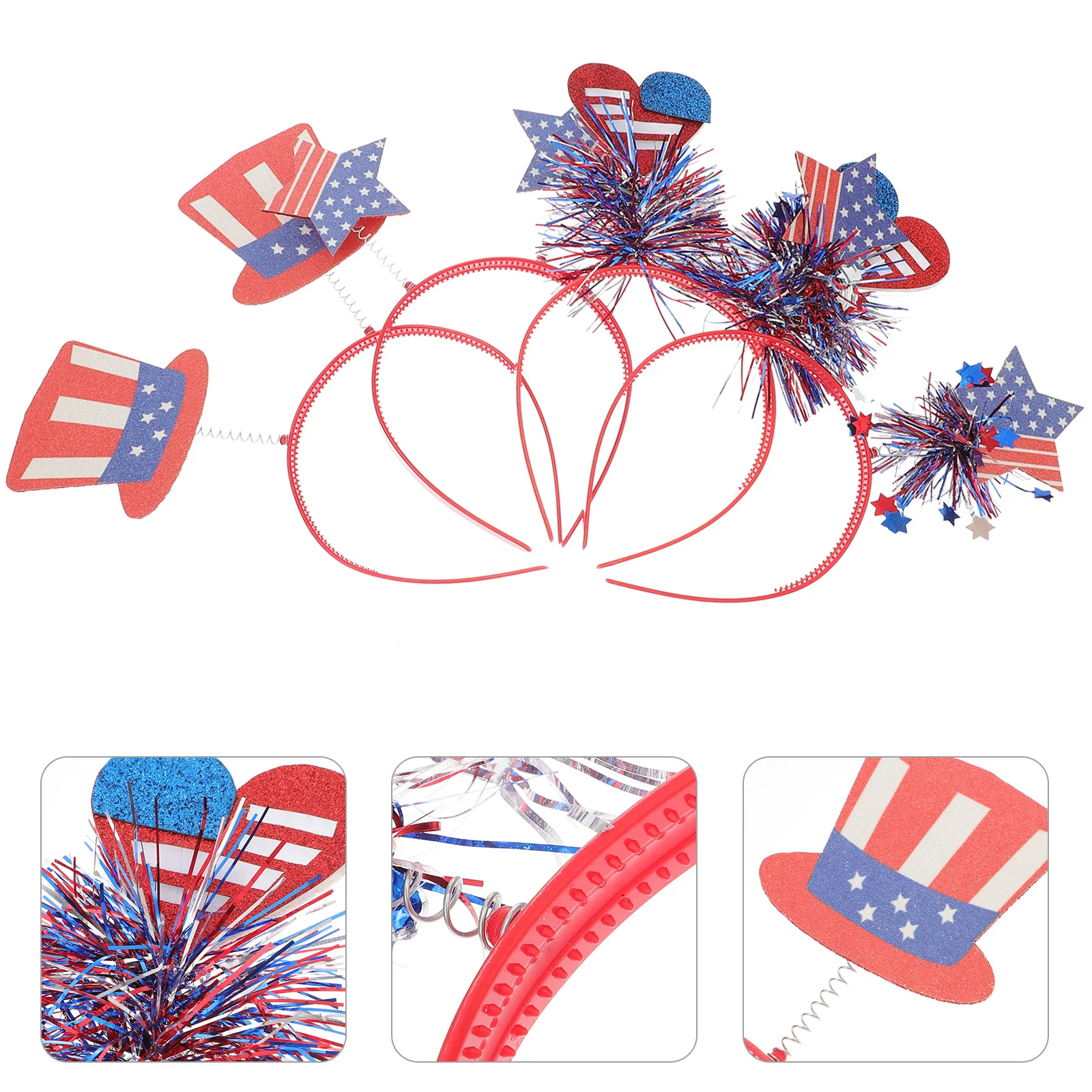 

4 Pcs American Flag Headb Hair Accessories Patriotic Fourth of July Elastic Hat Women Girls Photo Party