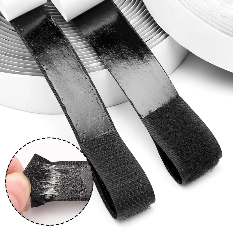 25M Self Adhesive Fastener Tape 16/20/25/30/50 With Glue Hook and Loop Tape Shoes Fastener Sticker Strips Scratch Adhesive