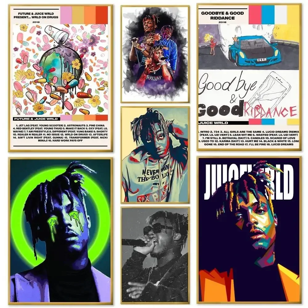 J-Juice WRLD Rap Singer Music Album Poster Dorm Living Room Wall Decoration Painting Stickers Gift Home Decor Modern Style